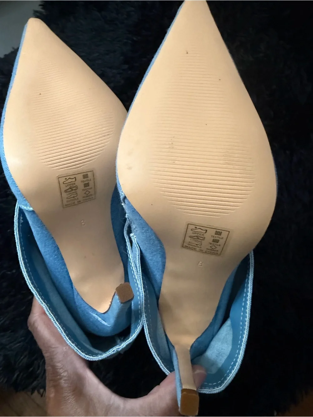 Light Wash Denim Pointed Toe Stiletto Booties